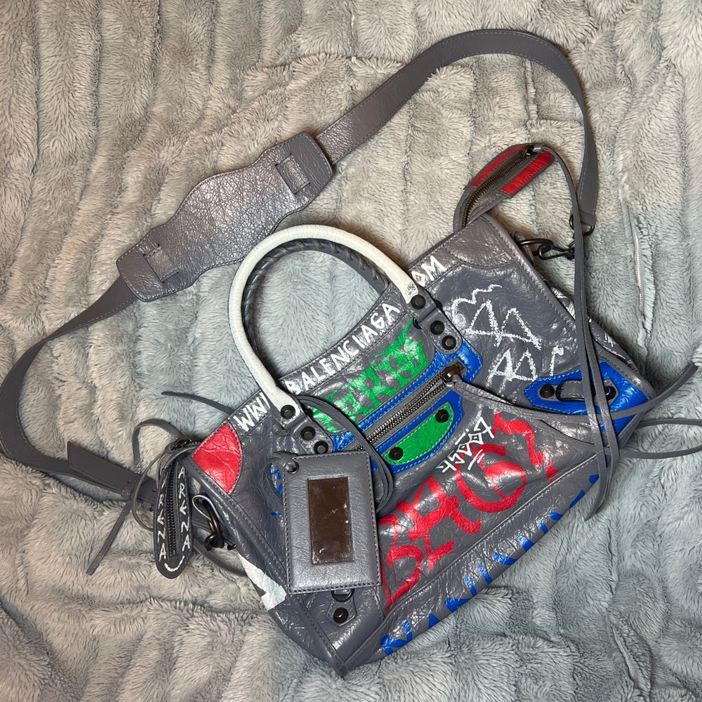 Balenciaga Multicolor Graffiti Shoulder Bag